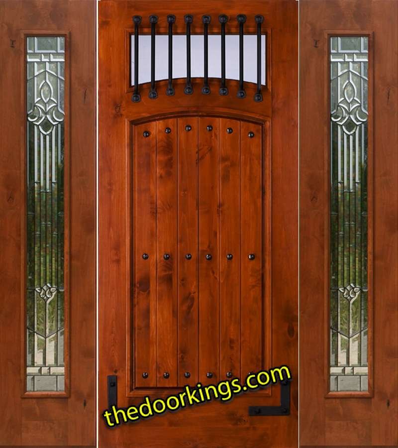 sw64 knotty alder wood door with two mystic sidelites
